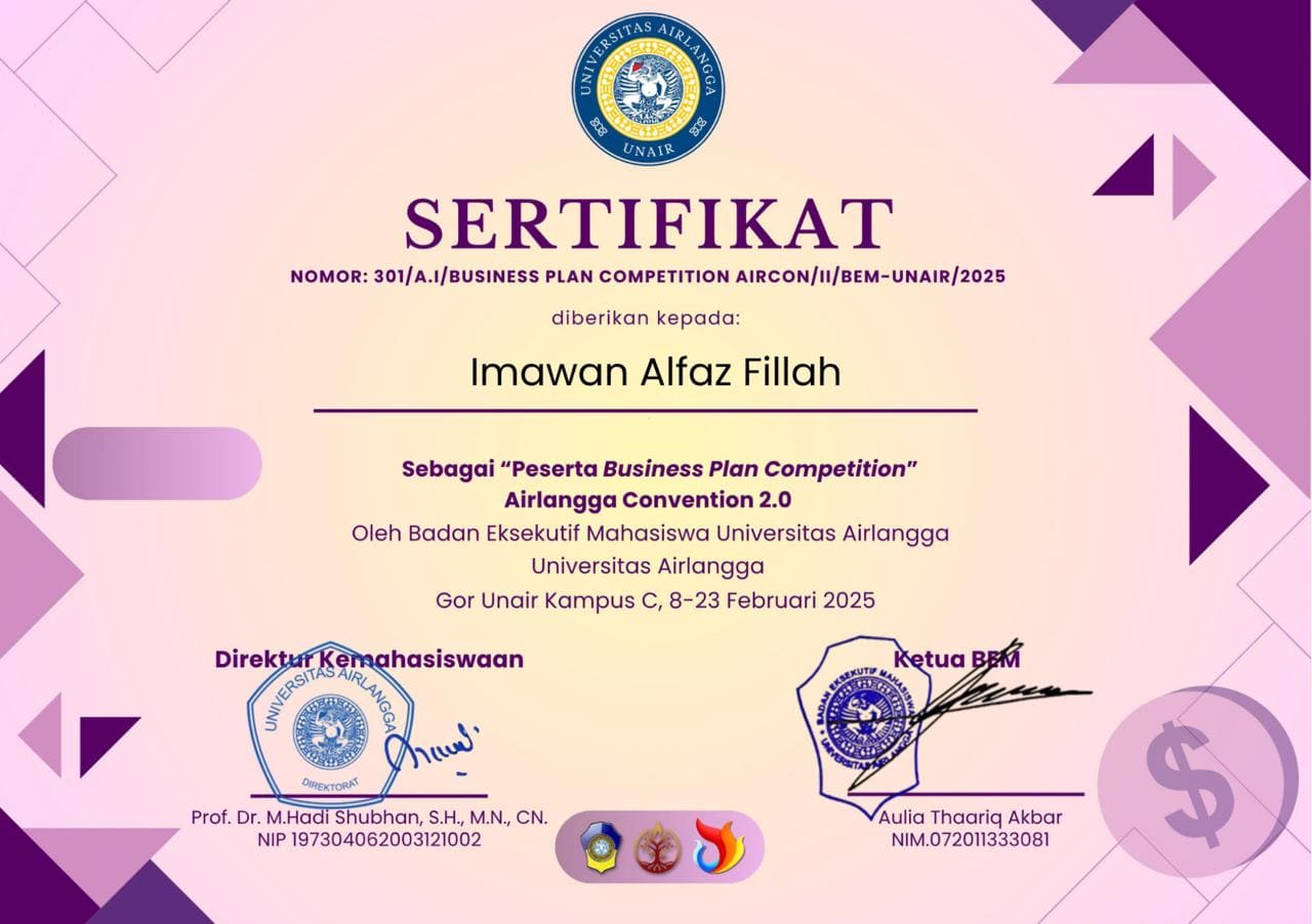 Participant Bussines Plan Competition by Unair